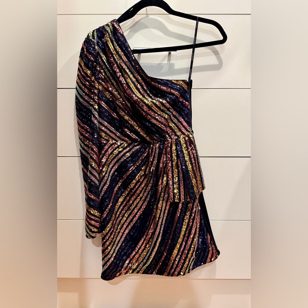 Self-Portrait one shoulder sequin and velvet dress size 2